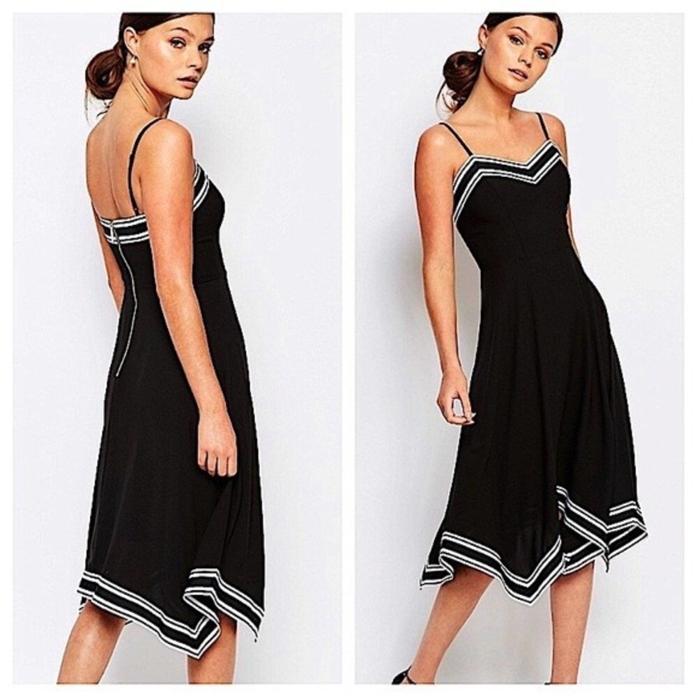 Ted Baker Kahmen Strappy Midi Dress in Mono Black White 8‎
